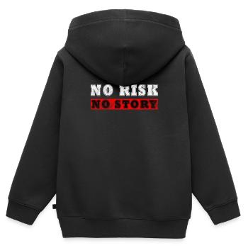 no risk no story - Kids Premium Organic Zip-up Hoodie - black - Back - AI Model Kid Male (0cm)