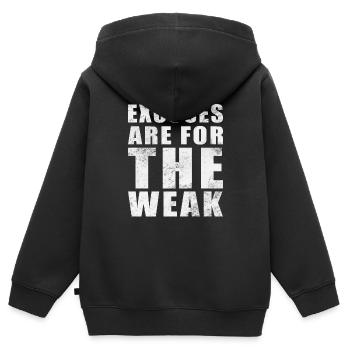 Les excuses sont pour les faibles - Sweat Premium à capuche zippé enfant bio - noir - Dos - AI Model Kid Male (0cm)