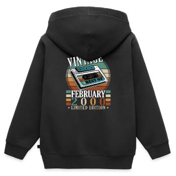 Februar 2000 Jubiläum Februar 2000 Februar - Kinder Premium Organic Zip Hoodie - Schwarz - Hinten - AI Model Kid Male (0cm)