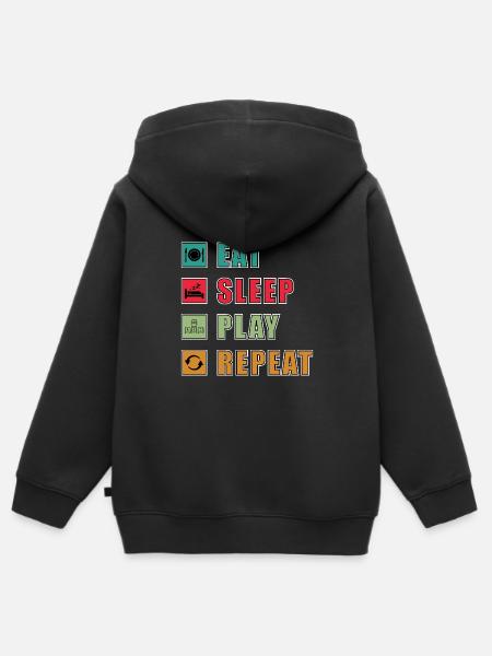 Eat Sleep Gaming Repeat - Kinder Premium Organic Zip Hoodie - Schwarz