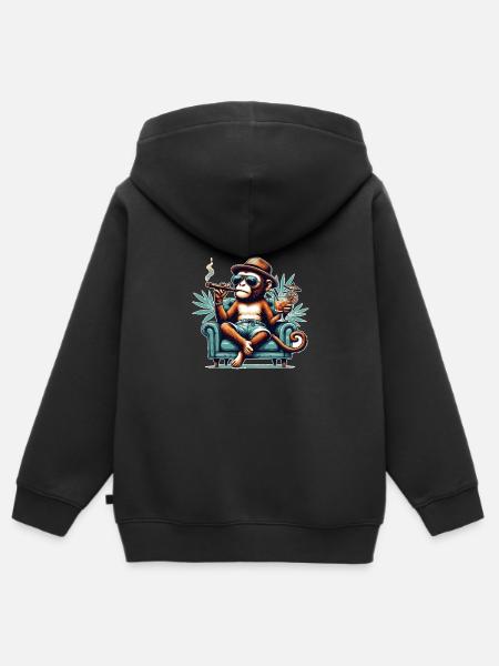 Affe Sonnenbrille Cool - Kinder Premium Organic Zip Hoodie - Schwarz