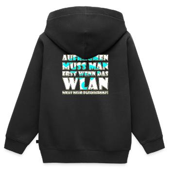 Erst aufräumen wenn das WLAN Signal schwach wird - Kinder Premium Organic Zip Hoodie - Schwarz - Hinten - AI Model Kid Male (0cm)