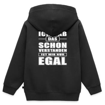ich hab das schon verstanden - Kinder Premium Organic Zip Hoodie - Schwarz - Hinten - AI Model Kid Male (0cm)