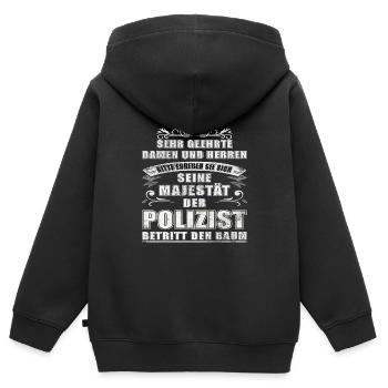 Polizei Polizist Polizisten Spruch - Kinder Premium Organic Zip Hoodie - Schwarz - Hinten - AI Model Kid Male (0cm)