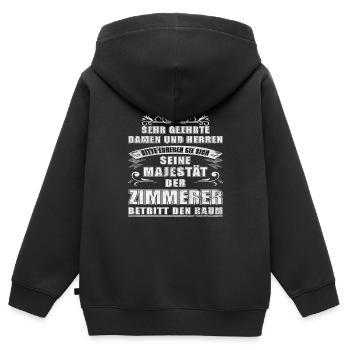 Seine Majestät der Zimmerer - Kinder Premium Organic Zip Hoodie - Schwarz - Hinten - AI Model Kid Male (0cm)