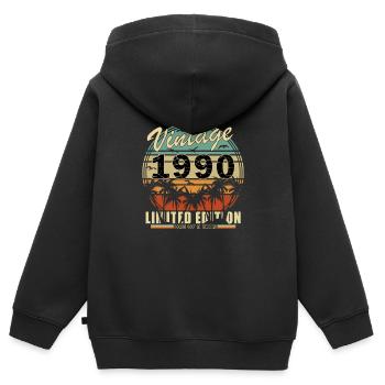 1990 - Jahrgang 1990 - Geburtsjahr 1990 - Kinder Premium Organic Zip Hoodie - Schwarz - Hinten - AI Model Kid Male (0cm)