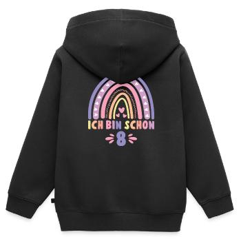 Ich bin schon 8 - 8 Geburtstag Mädchen Geschenk - Kinder Premium Organic Zip Hoodie - Schwarz - Hinten - AI Model Kid Male (0cm)