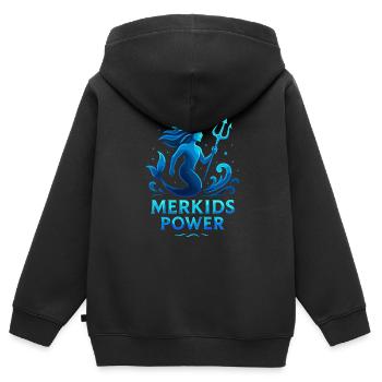 Merkids Power - Kids Premium Organic Zip-up Hoodie - black - Back - AI Model Kid Male (0cm)