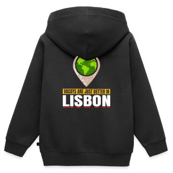 Joyable Lissabon Angenehmer Tourismus Zitat - Kinder Premium Organic Zip Hoodie - Schwarz - Hinten - AI Model Kid Male (0cm)