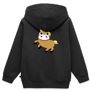 Pony - Haflinger - Kinder Premium Organic Zip Hoodie - Schwarz - Hinten - AI Model Kid Male (0cm)