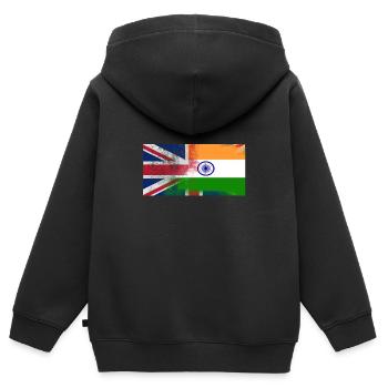 Britannique moitié indien Inde moitié du Royaume-Uni Drapeau - Sweat Premium à capuche zippé enfant bio - noir - Dos - AI Model Kid Male (0cm)