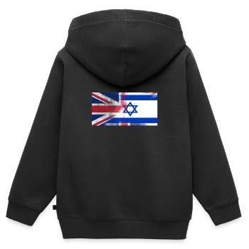 Britannique d'Israël moitié Israël moitié du Royaume-Uni Drapeau - Sweat Premium à capuche zippé enfant bio - noir - Dos - AI Model Kid Male (0cm)