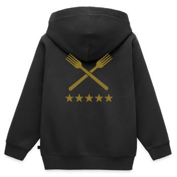 forks food deluxe - Sweat Premium à capuche zippé enfant bio - noir - Dos - AI Model Kid Male (0cm)