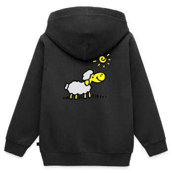 Moutons Sun 3 - Sweat Premium à capuche zippé enfant bio - noir - Dos - AI Model Kid Male (0cm)