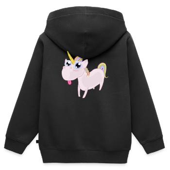 Tiny unicorn - Kids Premium Organic Zip-up Hoodie - black - Back - AI Model Kid Male (0cm)