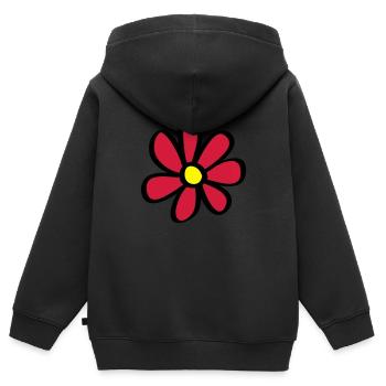 Blume - Kinder Premium Organic Zip Hoodie - Schwarz - Hinten - AI Model Kid Male (0cm)