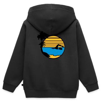 île des palmiers vacances vacances soleil plage natation - Sweat Premium à capuche zippé enfant bio - noir - Dos - AI Model Kid Male (0cm)