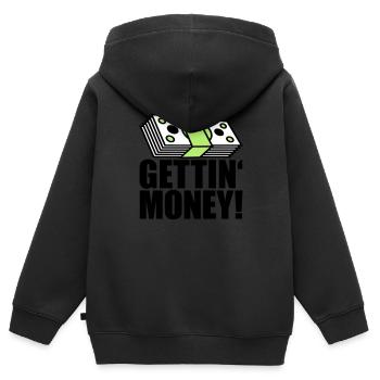 buendel billets dollar gettin argent signe ge - Sweat Premium à capuche zippé enfant bio - noir - Dos - AI Model Kid Male (0cm)
