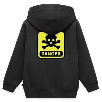 Crâne danger - Sweat Premium à capuche zippé enfant bio - noir - Dos - AI Model Kid Male (0cm)