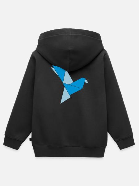 origami bird - Kids Premium Organic Zip-up Hoodie - black