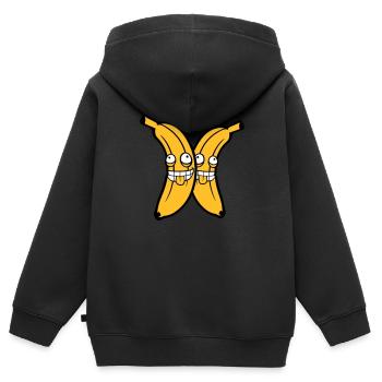 2 freunde team paar banane obst verrueckt grimasse - Kinder Premium Organic Zip Hoodie - Schwarz - Hinten - AI Model Kid Male (0cm)