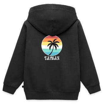 Taiwan - Sweat Premium à capuche zippé enfant bio - noir - Dos - AI Model Kid Male (0cm)