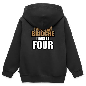 j'ai une brioche dans le four - Sweat Premium à capuche zippé enfant bio - noir - Dos - AI Model Kid Male (0cm)