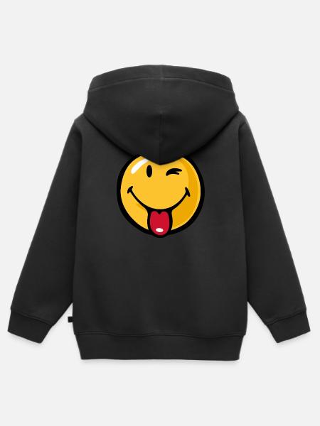 Smiley playful - Kinder Premium Organic Zip Hoodie - Schwarz