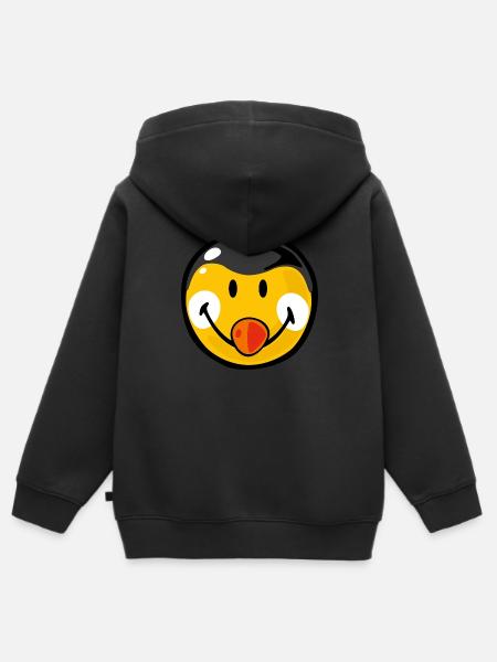 Smiley Penguin - Kinder Premium Organic Zip Hoodie - Schwarz