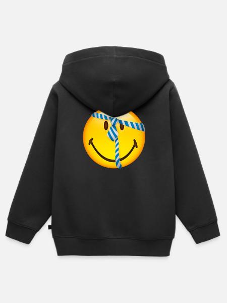 Smiley Glossy Tie - Kinder Premium Organic Zip Hoodie - Schwarz