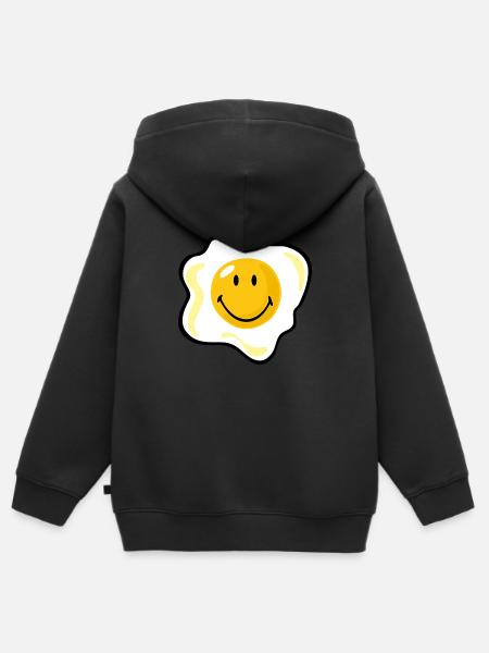 Smiley Fried Egg - Kinder Premium Organic Zip Hoodie - Schwarz