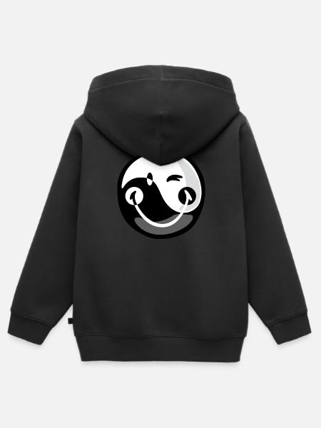 Smiley Yin Yang - Kinder Premium Organic Zip Hoodie - Schwarz
