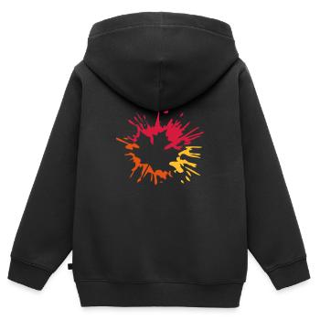 colorful blob drop paint splatter maple leaf he - Kids Premium Organic Zip-up Hoodie - black - Back - AI Model Kid Male (0cm)