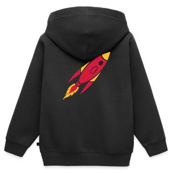 Clipart Rote Rakete - Kinder Premium Organic Zip Hoodie - Schwarz - Hinten - AI Model Kid Male (0cm)