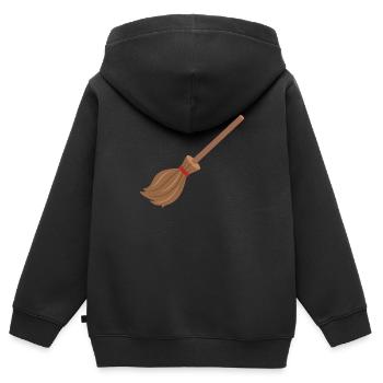 Balai d'Halloween - Sweat Premium à capuche zippé enfant bio - noir - Dos - AI Model Kid Male (0cm)