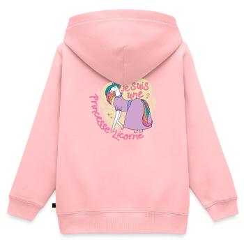 Je suis une princesse licorne - Sweat Premium à capuche zippé enfant bio - rose - Dos - AI Model Kid Female (0cm)