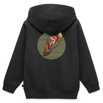 Feder - Kinder Premium Organic Zip Hoodie - Schwarz - Hinten - AI Model Kid Male (0cm)