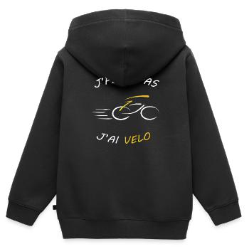 J'peux pas j'ai vélo - Sweat Premium à capuche zippé enfant bio - noir - Dos - AI Model Kid Male (0cm)