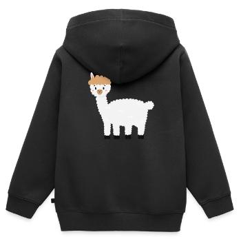 Lama - Kinder Premium Organic Zip Hoodie - Schwarz - Hinten - AI Model Kid Male (0cm)