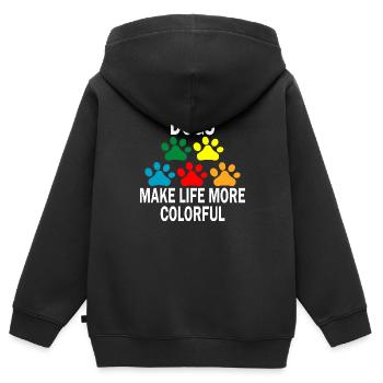 Chien chien - Sweat Premium à capuche zippé enfant bio - noir - Dos - AI Model Kid Male (0cm)