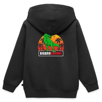 Big Bro Saurus - Kinder Premium Organic Zip Hoodie - Schwarz - Hinten - AI Model Kid Male (0cm)