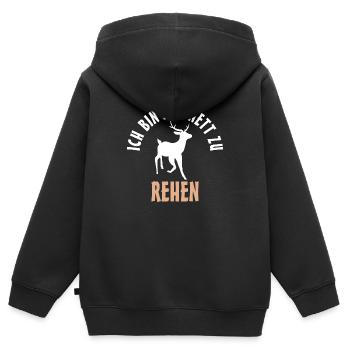 Ich bin nur nett zu Rehen Reh - Kinder Premium Organic Zip Hoodie - Schwarz - Hinten - AI Model Kid Male (0cm)