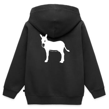 Donkey Esel - Kinder Premium Organic Zip Hoodie - Schwarz - Hinten - AI Model Kid Male (0cm)