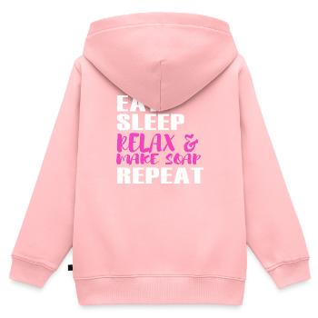 savon savon sculpteur savon sculpter savon savon naturel - Sweat Premium à capuche zippé enfant bio - rose - Dos - AI Model Kid Female (0cm)