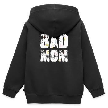 bad mom,mom,graffiti,typo,schrift,icons - Kinder Premium Organic Zip Hoodie - Schwarz - Hinten - AI Model Kid Male (0cm)