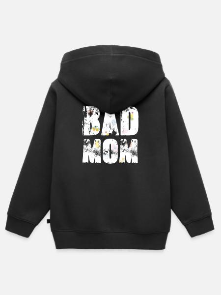 bad mom,mom,graffiti,typo,schrift,icons - Kinder Premium Organic Zip Hoodie - Schwarz