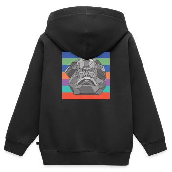 Karl Mag's komplementär | Karl Marx - Kinder Premium Organic Zip Hoodie - Schwarz - Hinten - AI Model Kid Male (0cm)