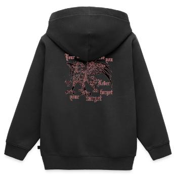 Greif Ziel - Kinder Premium Organic Zip Hoodie - Schwarz - Hinten - AI Model Kid Male (0cm)