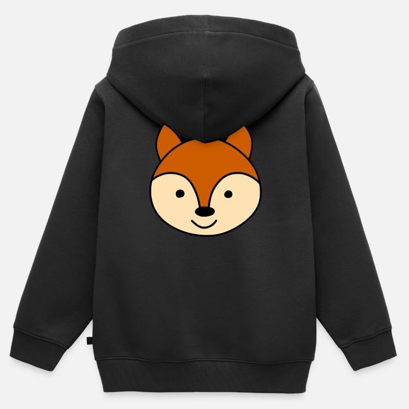 Renard mignon - Sweat Premium à capuche zippé enfant bio - noir