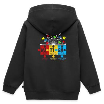 Autismus Kampf Aufklärung Autist Autisten Puzzle - Kinder Premium Organic Zip Hoodie - Schwarz - Hinten - AI Model Kid Male (0cm)